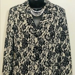 Le Suit 3-Button Lace Print Blazer